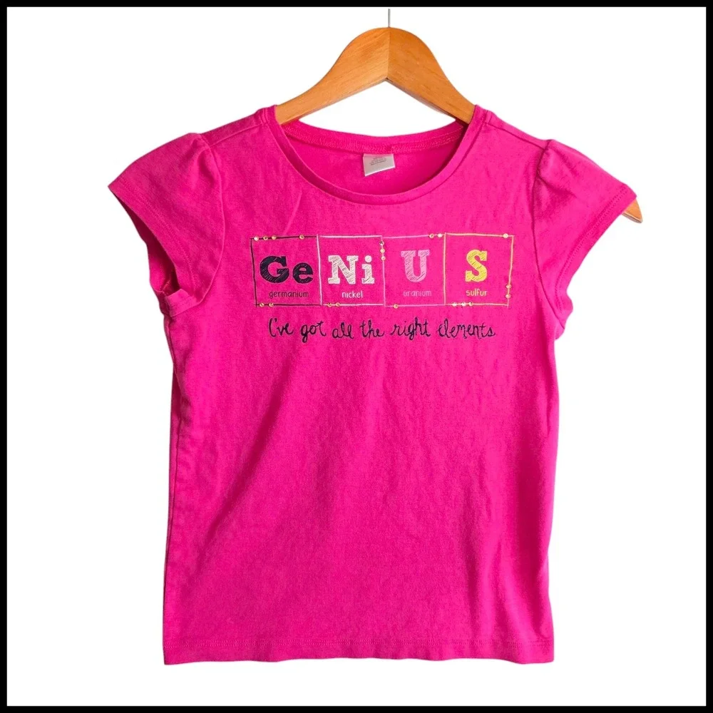Gymboree Genius Graphic Tee Science Elements Top Hot Pink Girls Size‎ 10
